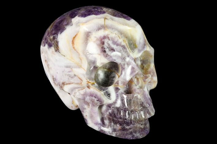 Realistic, Carved Chevron Amethyst Skull #150975